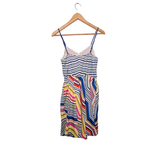 LC Lauren Conrad Womens Mini Dress Size 4 V Neck Sleeveless colorful Striped - Picture 5 of 8